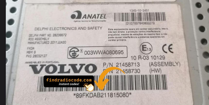 Volvo truck radio serial number alternative location